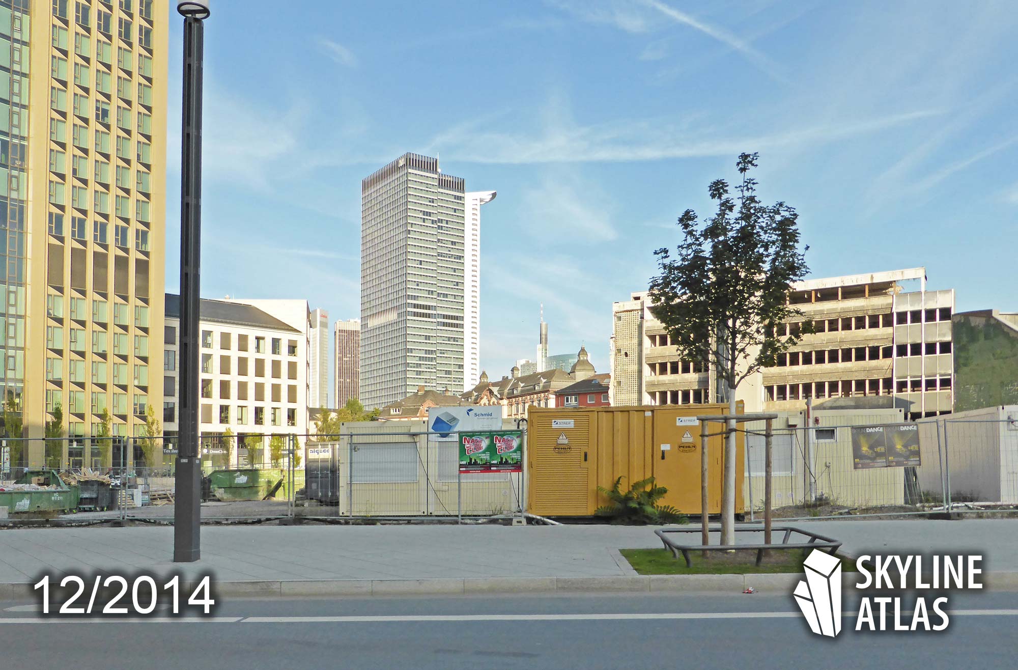 The yet unoccupied construction site of Millennium Tower in Frankfurt - on the left side Tower 185