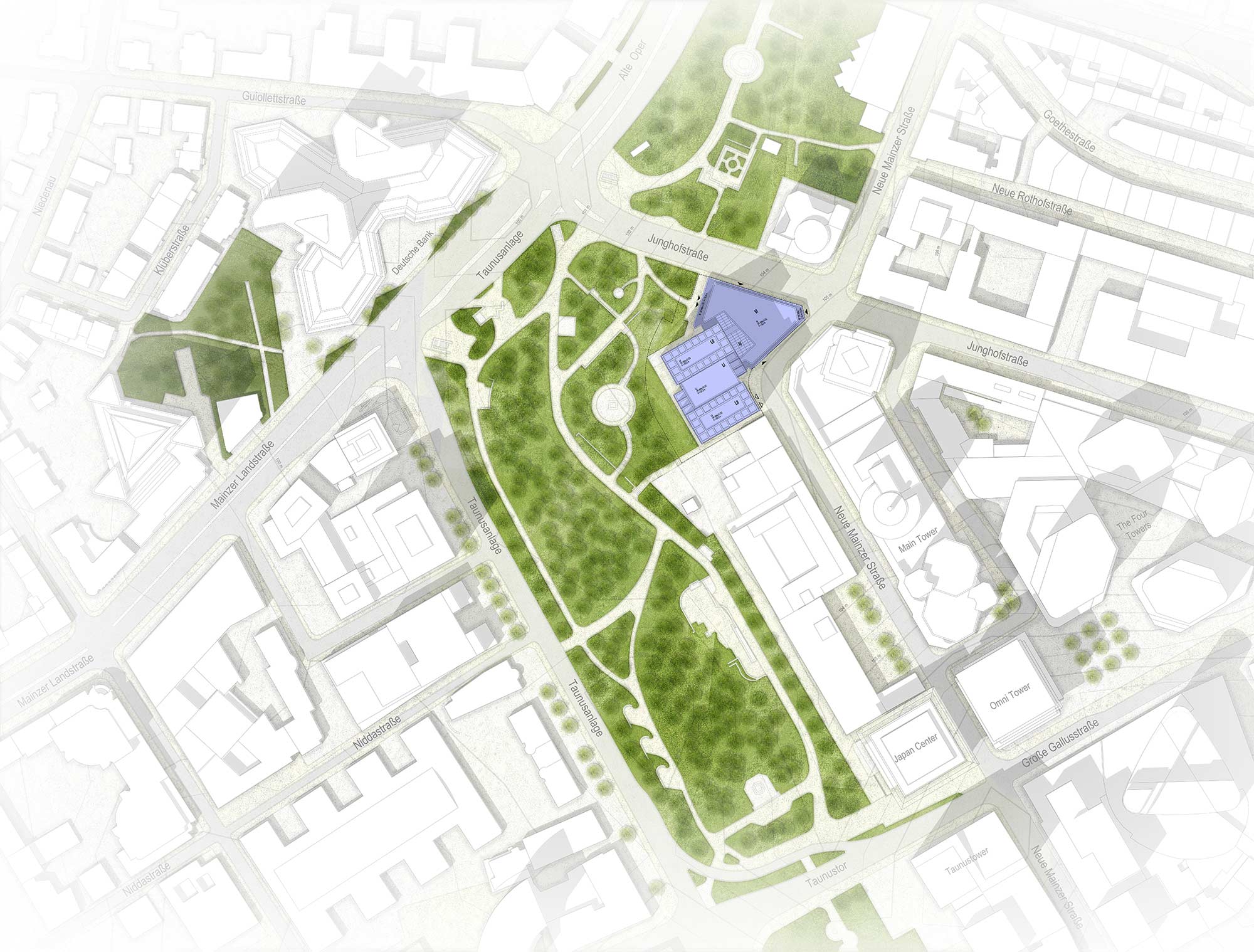 Siteplan Helaba skyscraper Frankfurt - Neue Mainzer Strasse - Frankfurt CBD - Macro