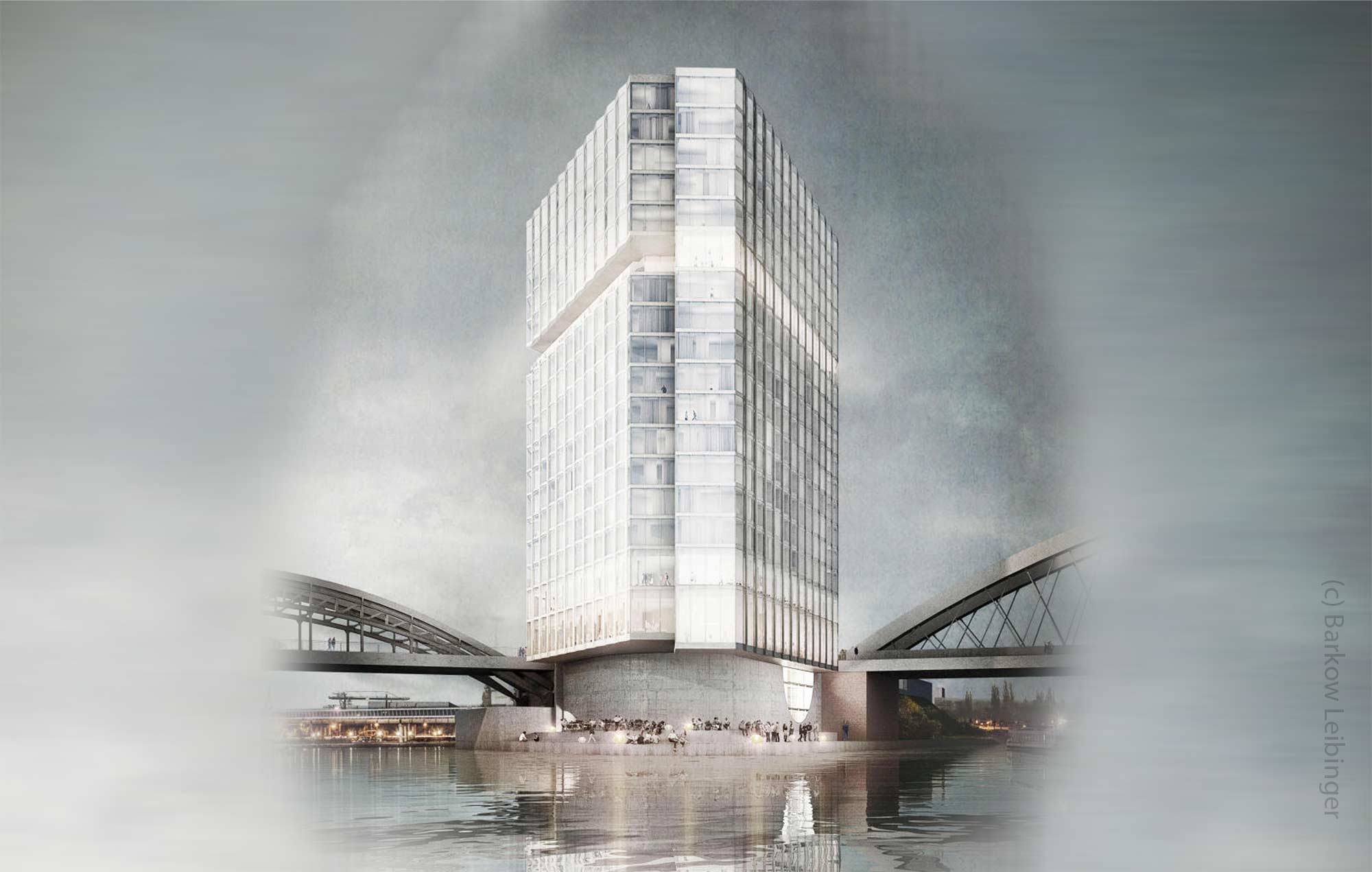 Waterfront Tower at Main river shore