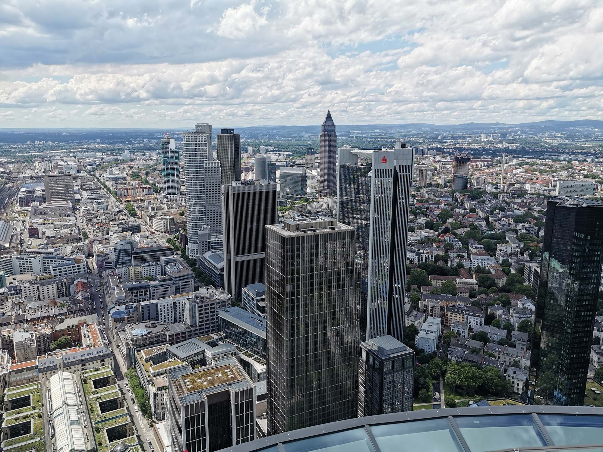 View from MAIN TOWER over Frankfurt - observation point - sightseeing Frankfurt - observation deck with panorama view
