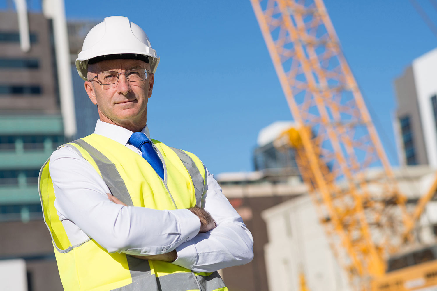 Architect on a construction site in Frankfurt