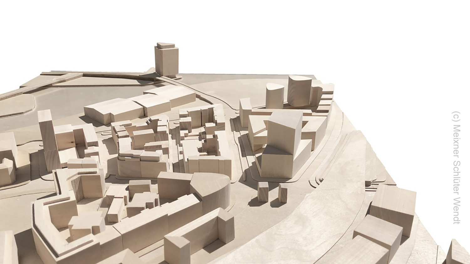 Surrounding model of the Harbor Park Quarter (Hafenpark Quartier) in Frankfurt - HPQ - included the newly presented tower