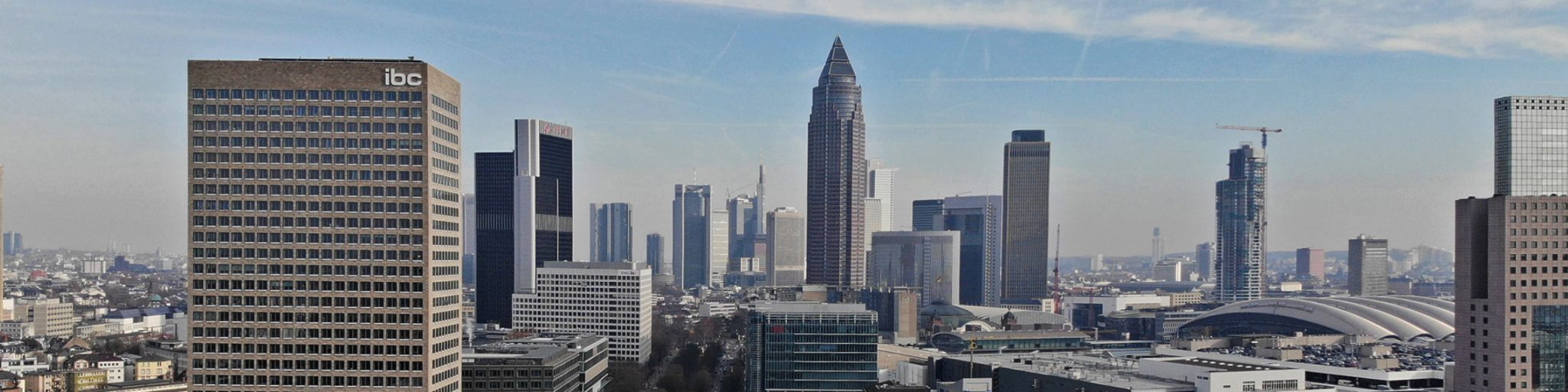 Frankfurt panorama with skyscrapers - IBC - MesseTurm - CBD Frankfurt skyline