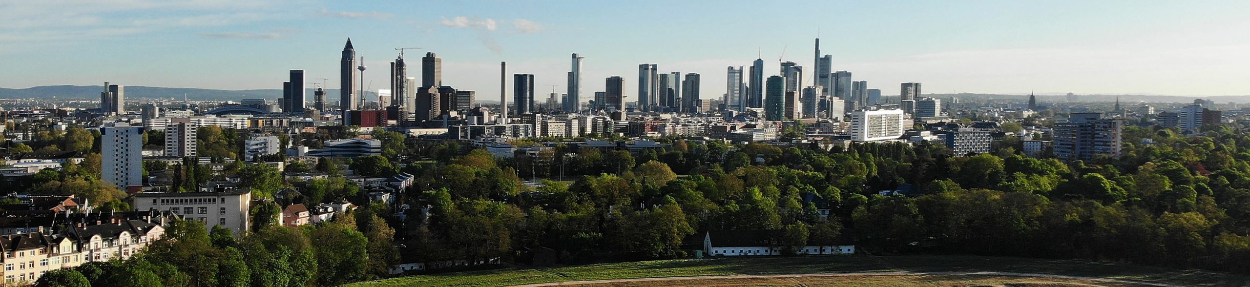 Skyline of Frankfurt, nicknamed Mainhattan - skyscrapers and panorama of Europe's financial capital city