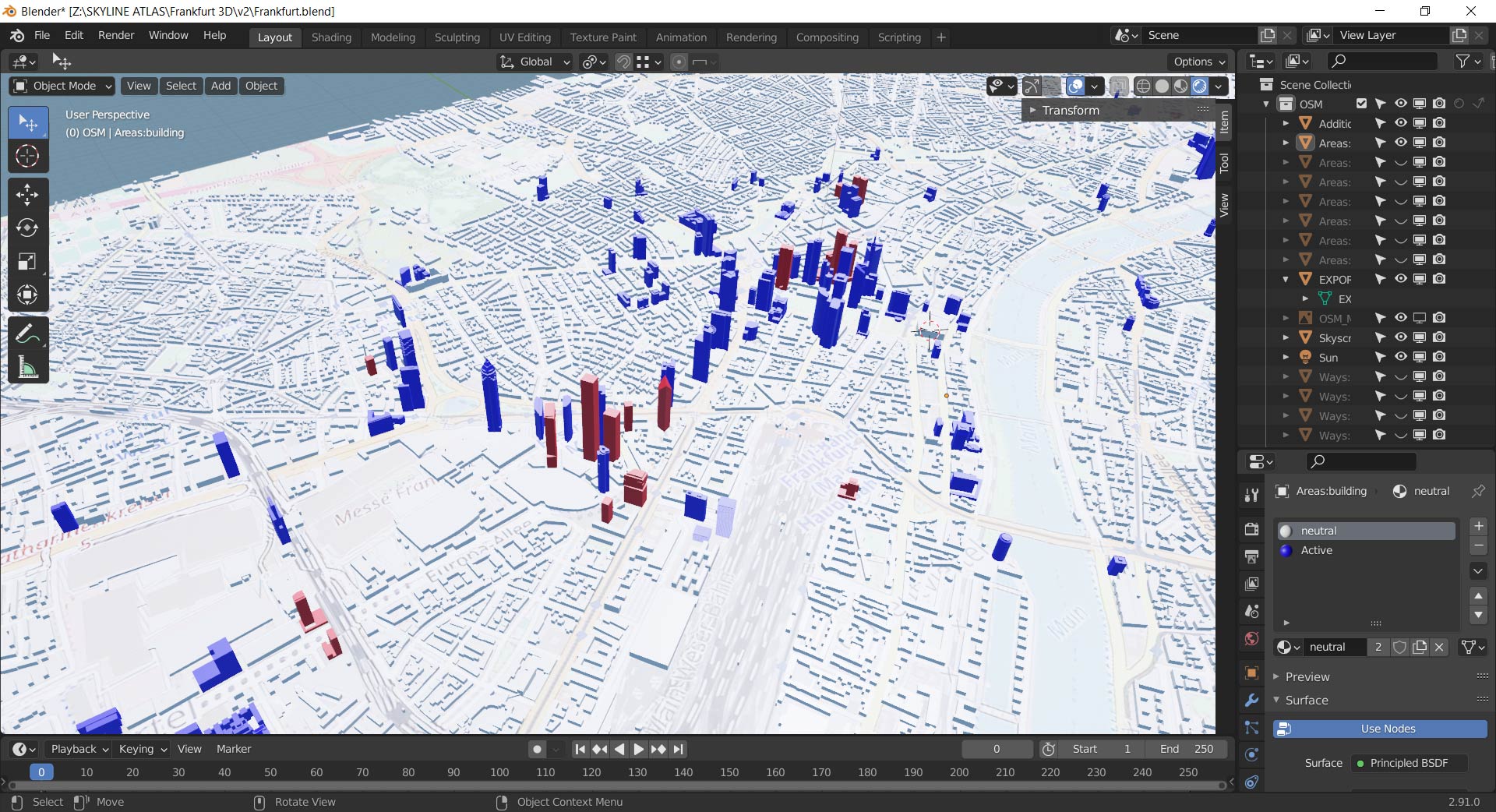 3D Frankfurt map - planned skyscrapers and commercial real estate research