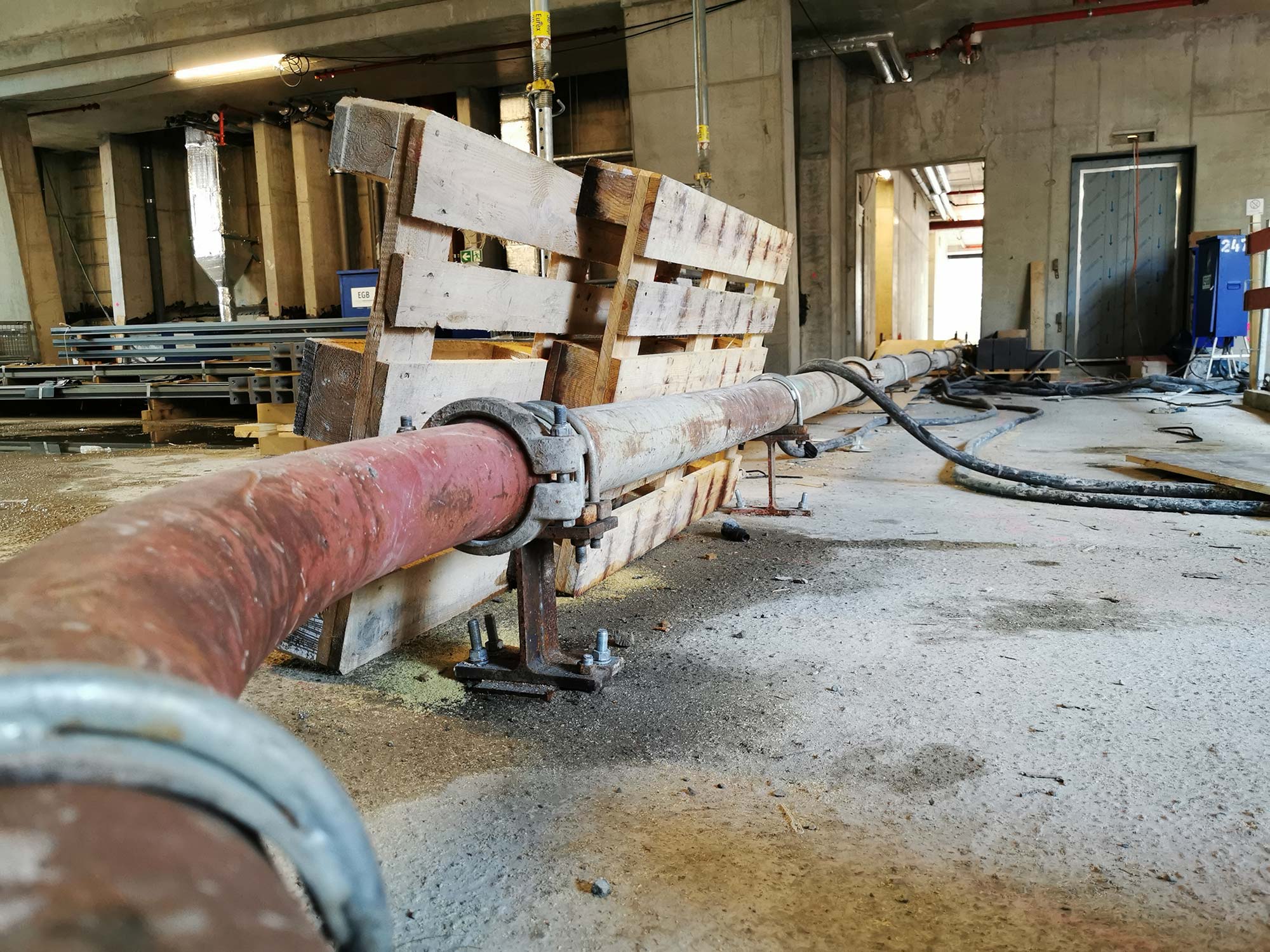 Concrete pipeline system in the lobby