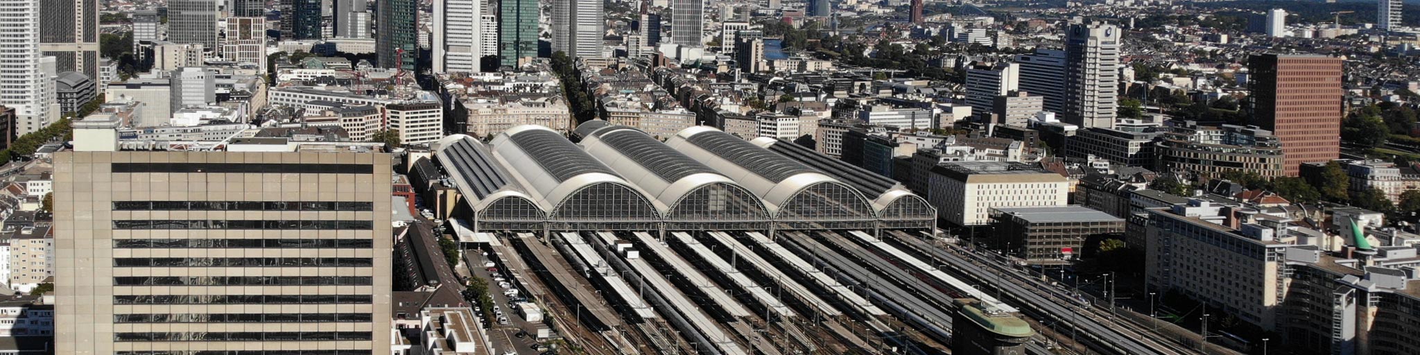 Frankfurt Central Station - Panorama - Drone Picture - Main Train Station of Frankfurt, Germany - September 2021