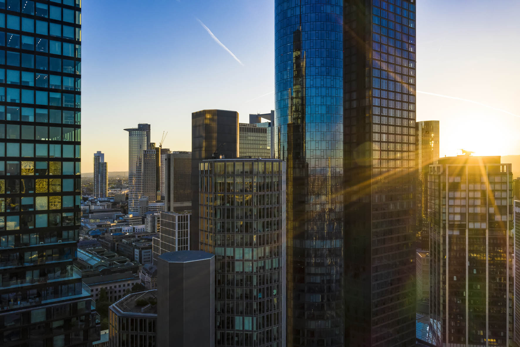 drone photography Frankfurt banking district skyscrapers