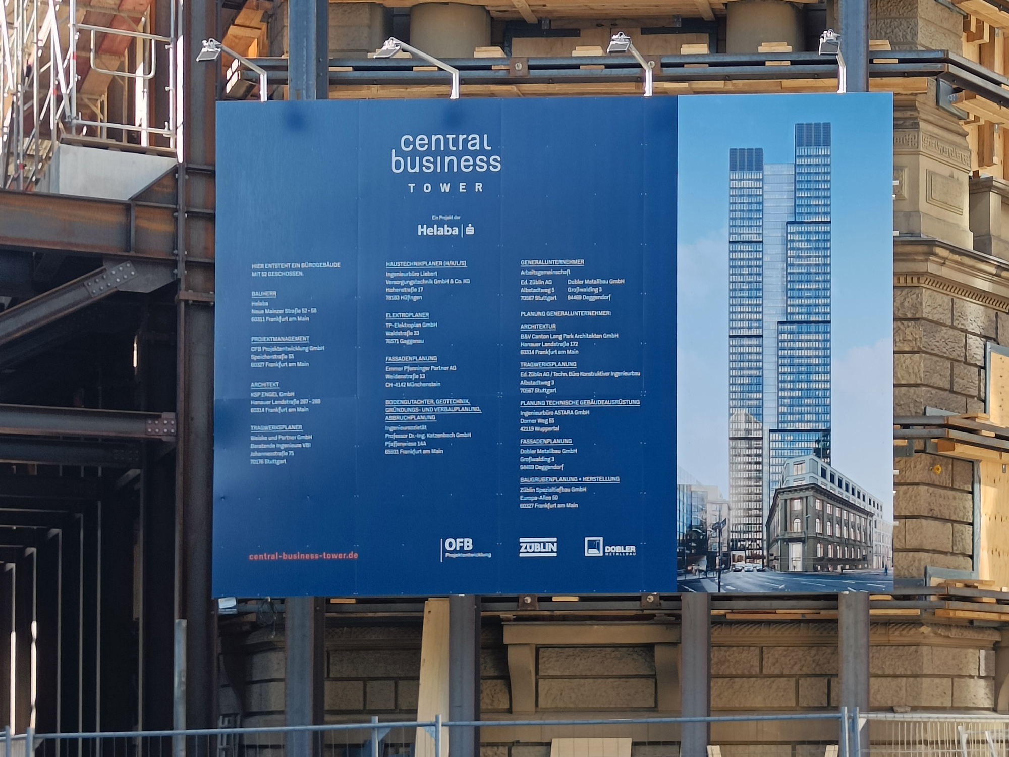 Central - Business - Tower - Baustelle - Besichtigung - Schild