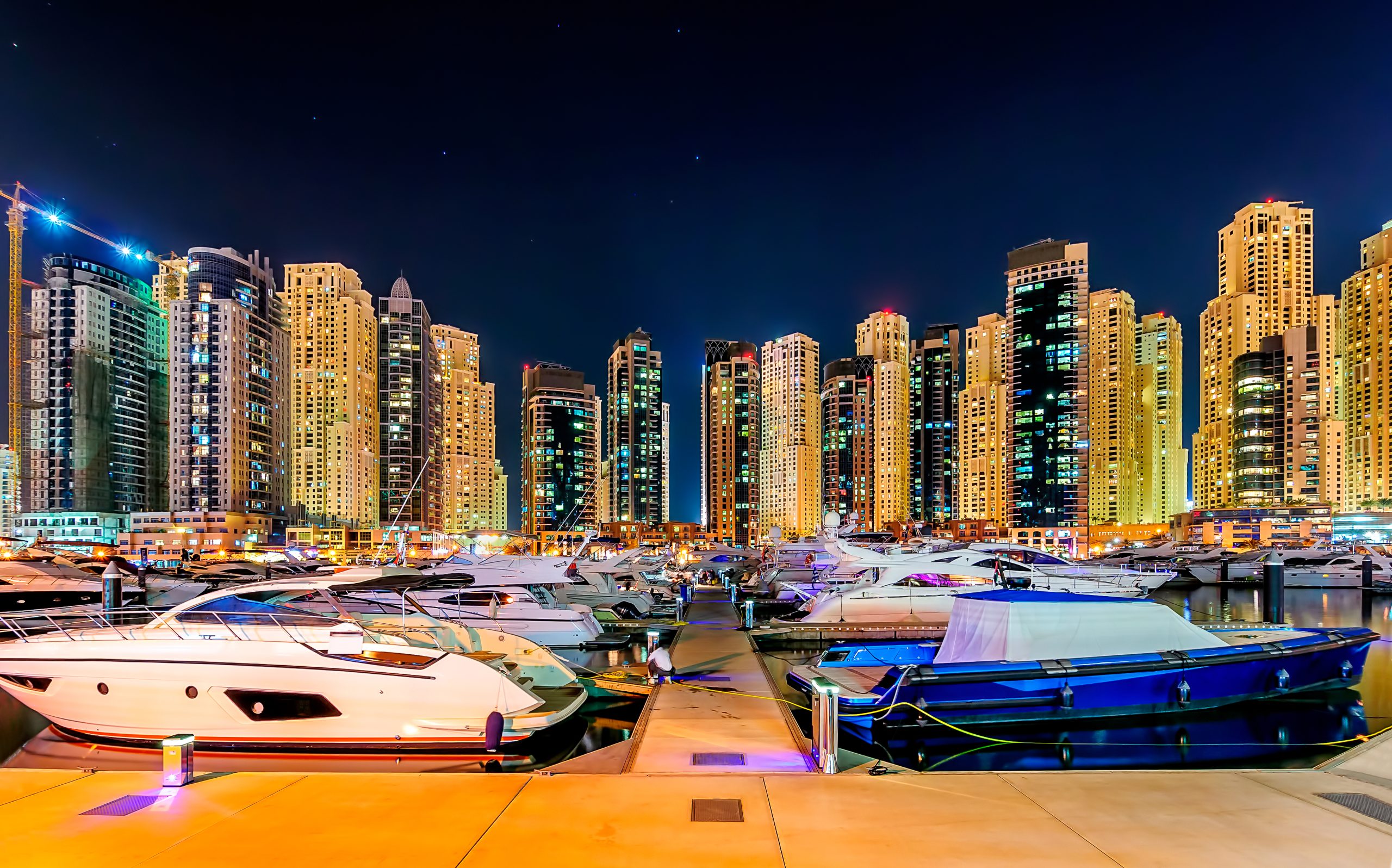Colorful dubai marina skyline, Dubai, United Arab Emirates