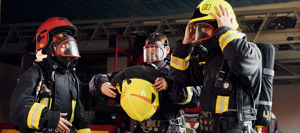Firefighters getting ready to keep Dubai safe.